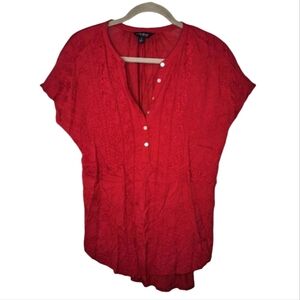 Lucky Brand Burgundy Lightweight Embroidered Blouse Size Small